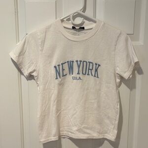 White T-Shirt with Blue New York Print